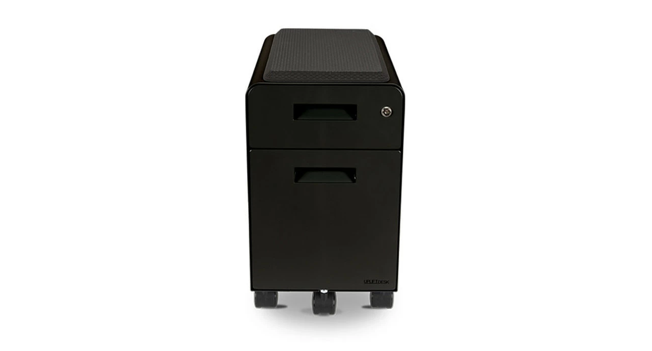 Narrow 2-Drawer File Cabinet With Seat, Rolling By UPLIFT Desk