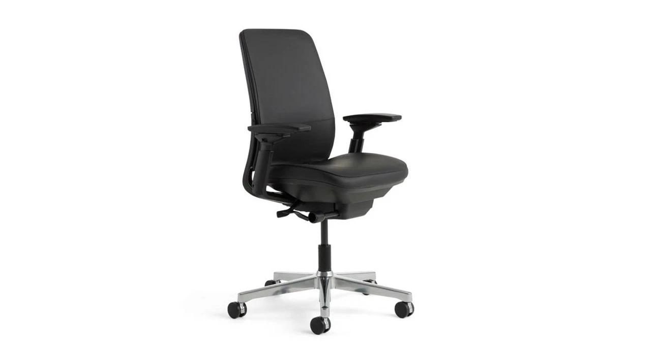 Steelcase Amia Chair In Sewn Leather - Image 4